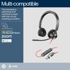 HP Blackwire 3320 Stereo - Affordable, High-Quality Audio Headset - 8X220AA